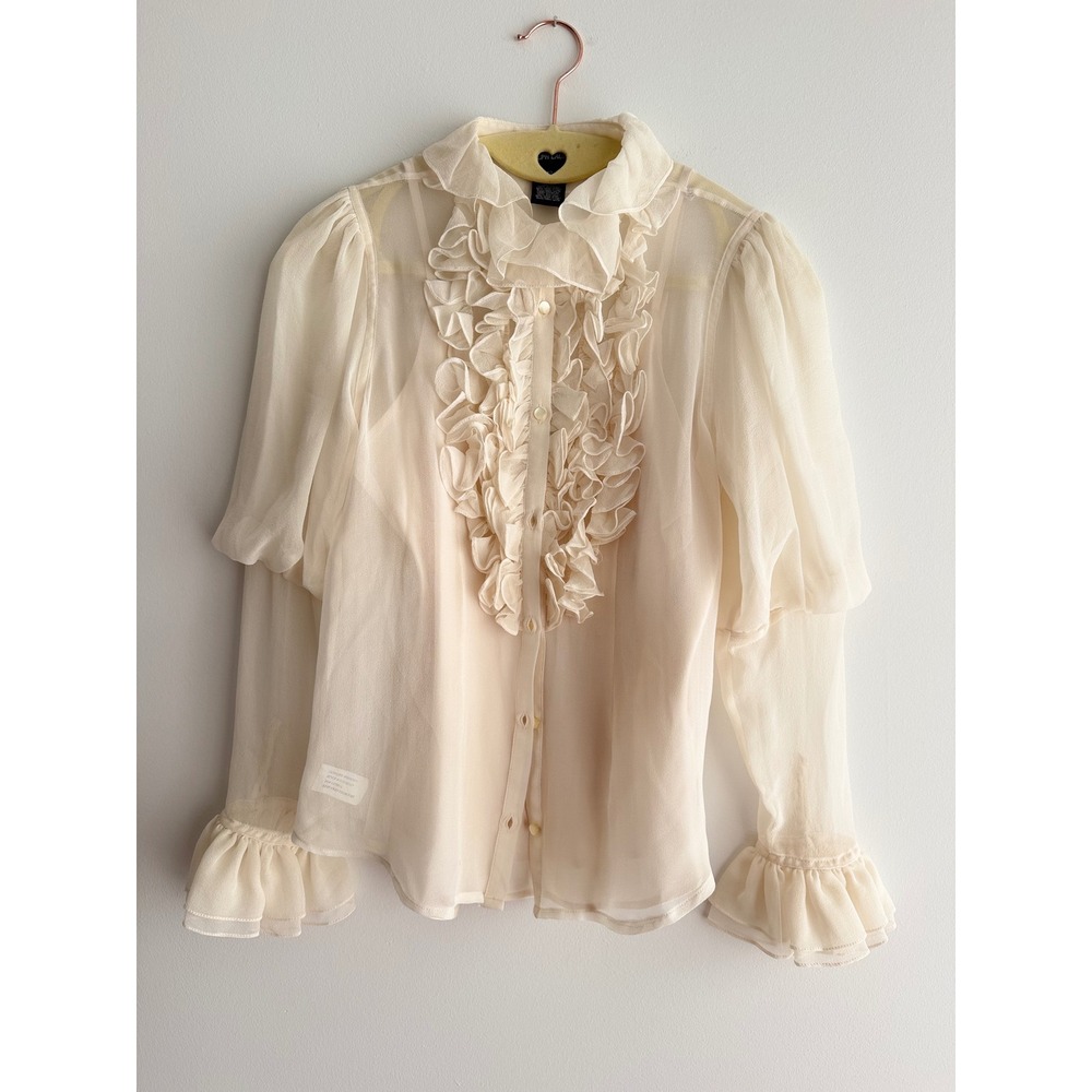 Ralph Lauren Girl Cream Silk Ruffle Blouse Camisole 2-Piece Regency Sz 12 NWT
